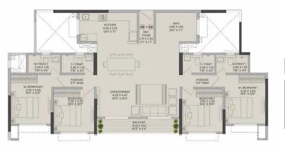 Bespoke Combined Jodi Flats floor plan layout at K Raheja Vistas Mahalunge