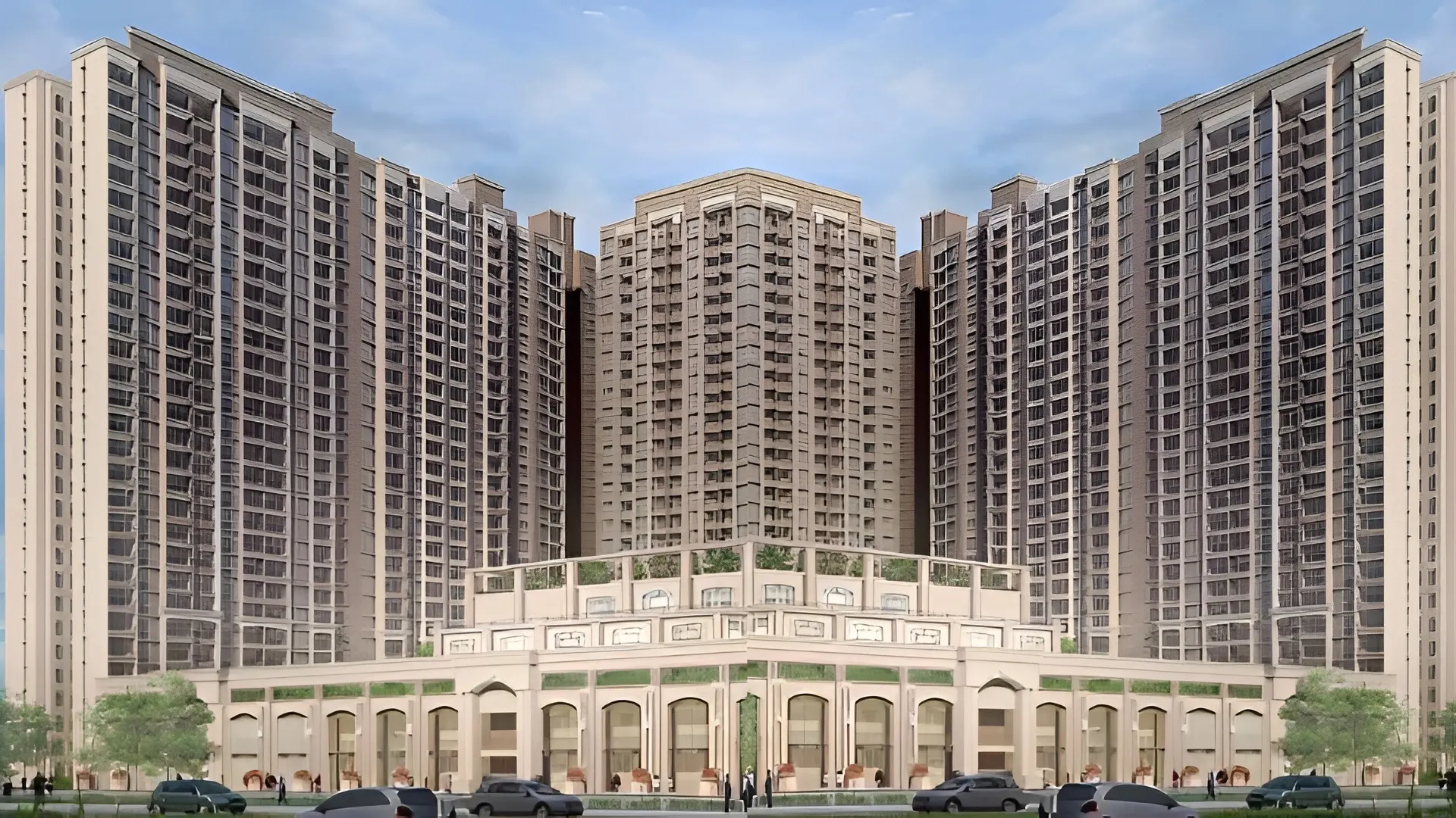 Aerial panoramic render of 7.5-acre K Raheja Vistas estate in Mahalunge Pune